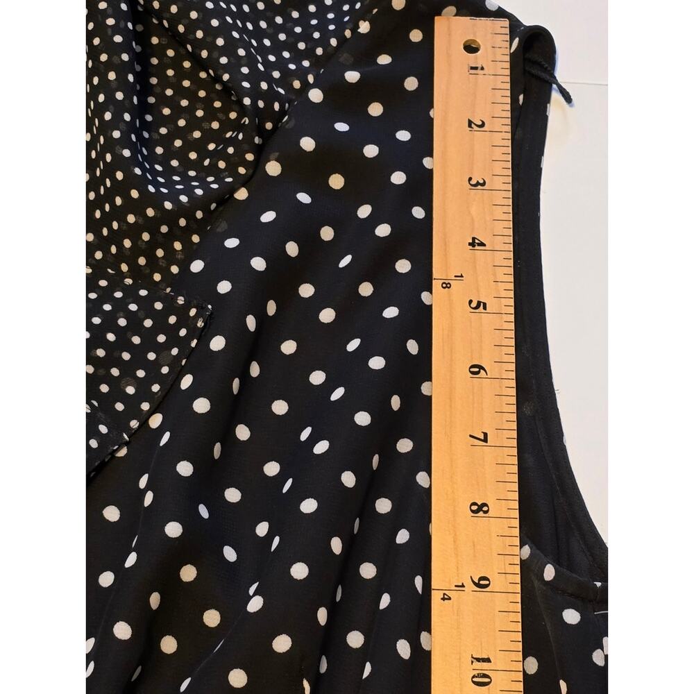 Adrianna Papell Dress Womens 14 Black White Polka Dot Ruffle Front Pin-Up NWT - Picture 10 of 12
